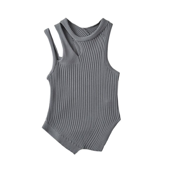 Dame Ribb Strik Tanktop med asymmetrisk design og elegante stropdetaljer Stilla