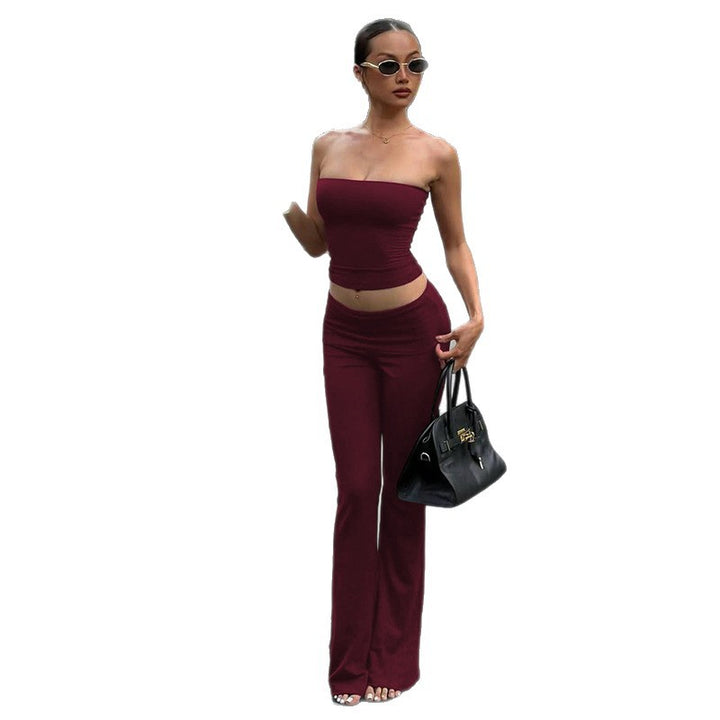 Dame Sporty Cropped Top med høj talje og løs pasform bukser Skovae