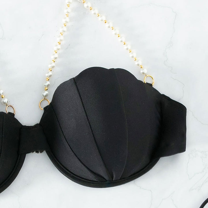 Dame bikini med glitrende musling-detaljer og justerbare stropper Skovae
