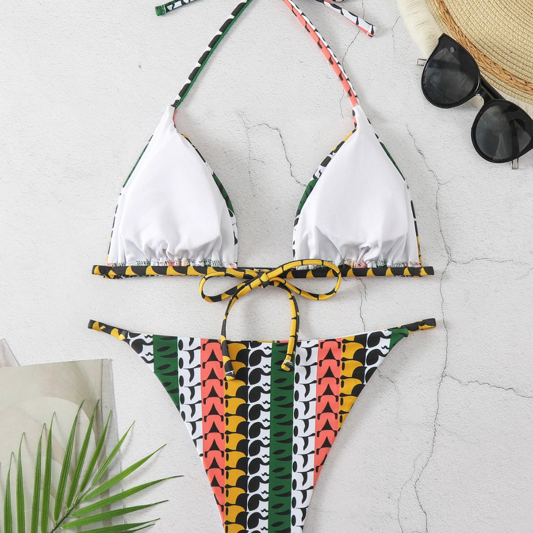 Dame Triangel-Bikini med moderigtige mønster Skovae