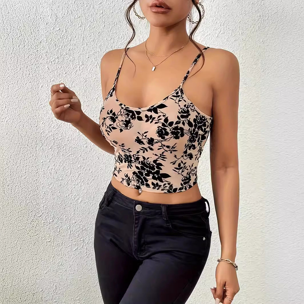 Dame Crop Top med blomsterprint Stilla