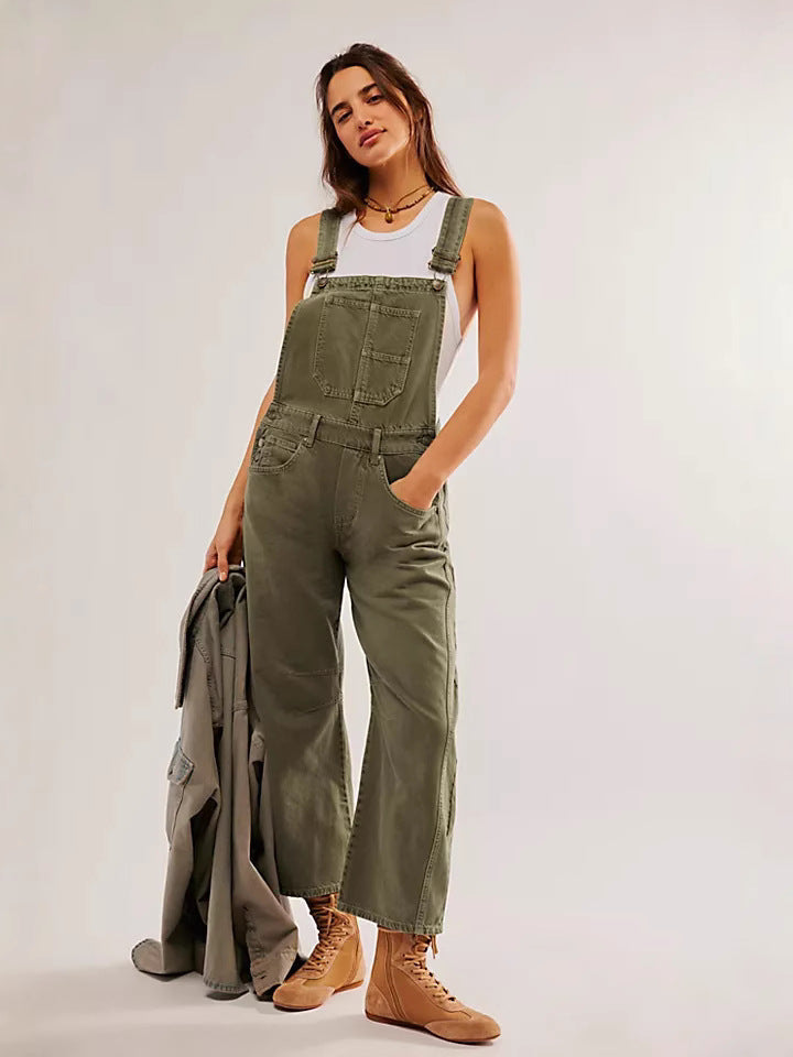 Dame Dungaree i Løs Oversized Stil med Praktiske Lommer og Mode Accenter Skovae