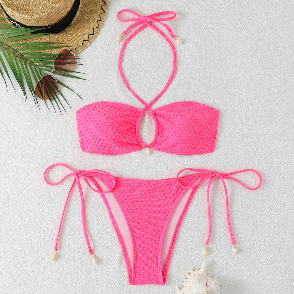 Dame bandeau-bikini med eksklusive sløjfer og cut-out-detalje Skovae