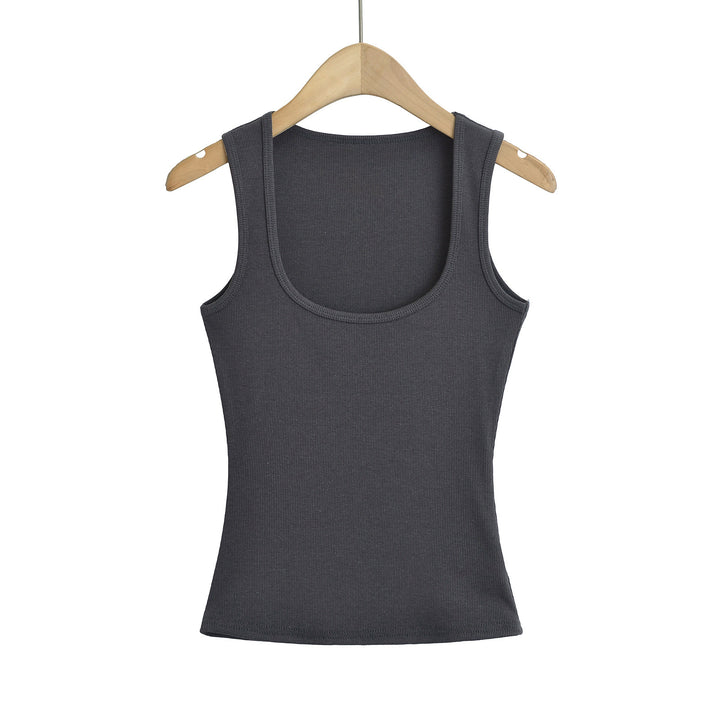 Dame uden ærmer Basic tanktop i høj kvalitet bomuldsblanding med tætsiddende snit og elastisk pasform Stilla