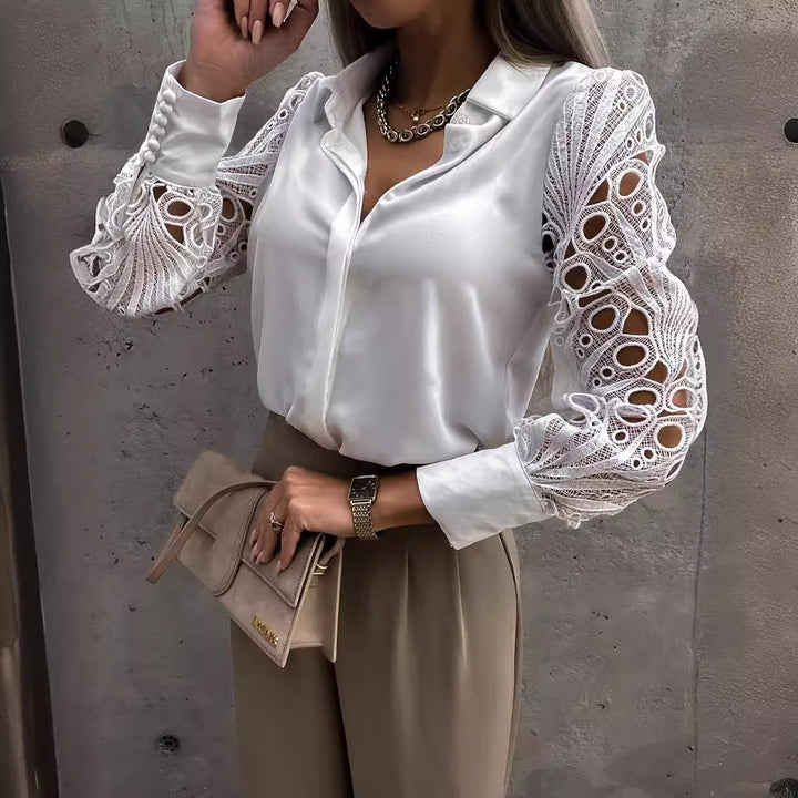 Stilla | Delikat Blonde Splice Elegant Kvindeskjorte