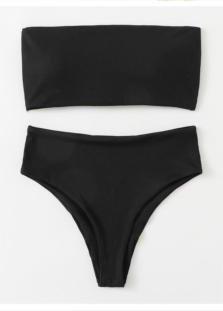 Dame Ribbet Bandeau Bikini Sæt Stilla