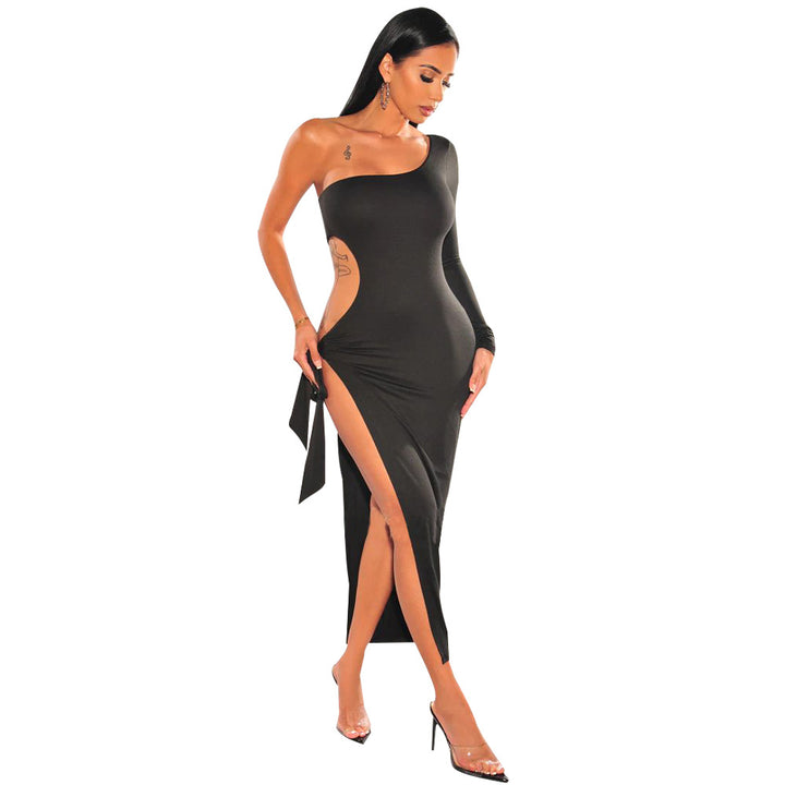 Damer elegant Cut-Out maxikjole med asymmetrisk kant og høj slids Stilla