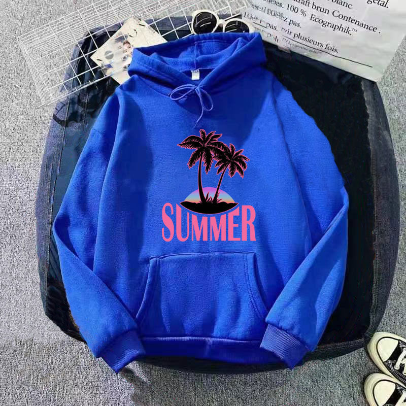 Kvinder's hoodie med sommermotiv og tropisk palmeprint Skovae