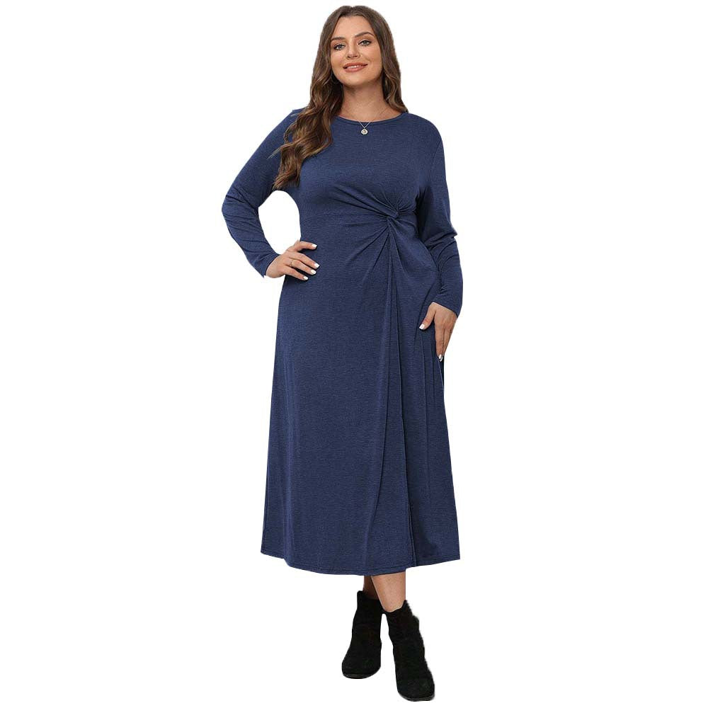 Dame langærmet omslagskjole med raffineret knude-detalje og elegant split Stilla