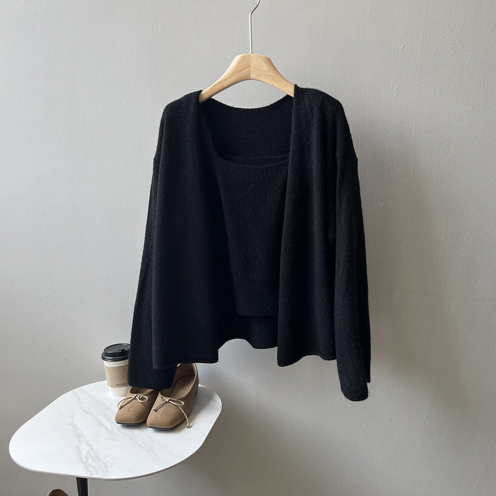 Dame afslappet strikcardigan med åben front og elegant silhuet Stilla