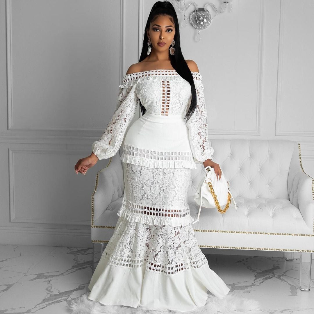 Dame Elegant Maxikjole med romantiske blonder og raffineret design Stilla