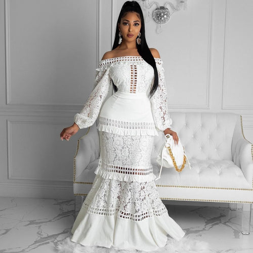 Dame Elegant Maxikjole med romantiske blonder og raffineret design Stilla