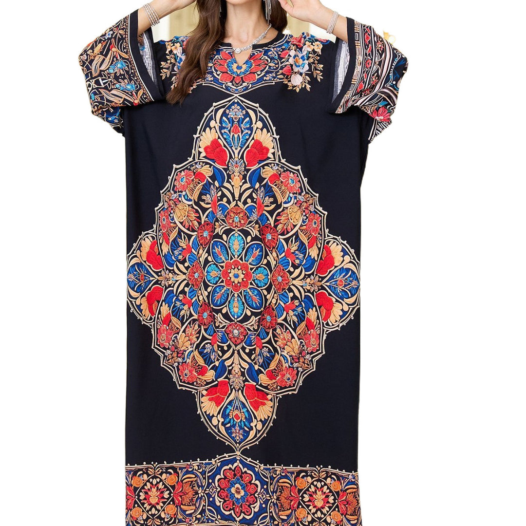 Dame Langærmet Kaftan med kunstnerisk broderimønster Stilla