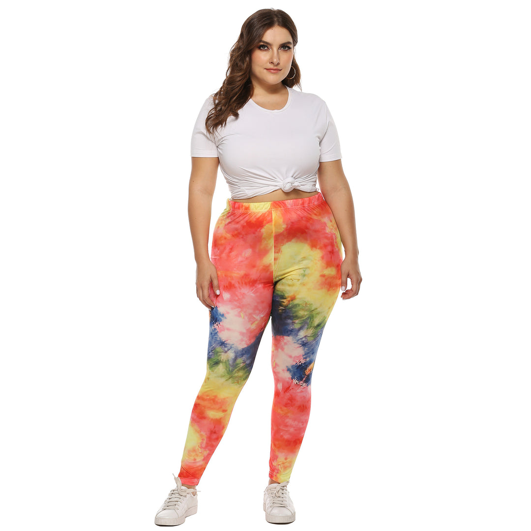 Dame farverige leggings med moderne batikmønster Skovae