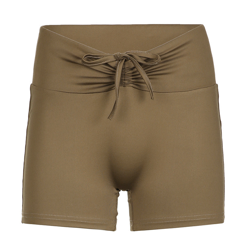 Damer Sporty Crop-top og Shorts-sæt med justerbar linning Skovae