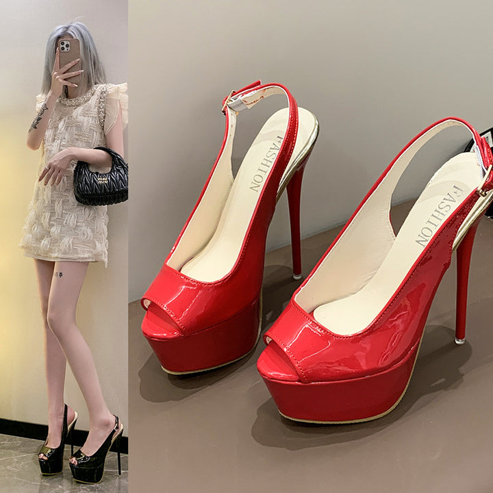 Dame Peeptoe High Heels med åbent hælområde og stiletto-hæl Stilla