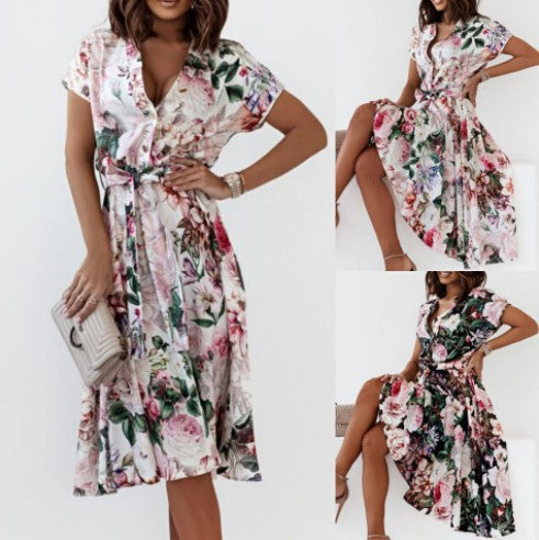 Dame Blomstrende Midi Vinkekjole Stilla