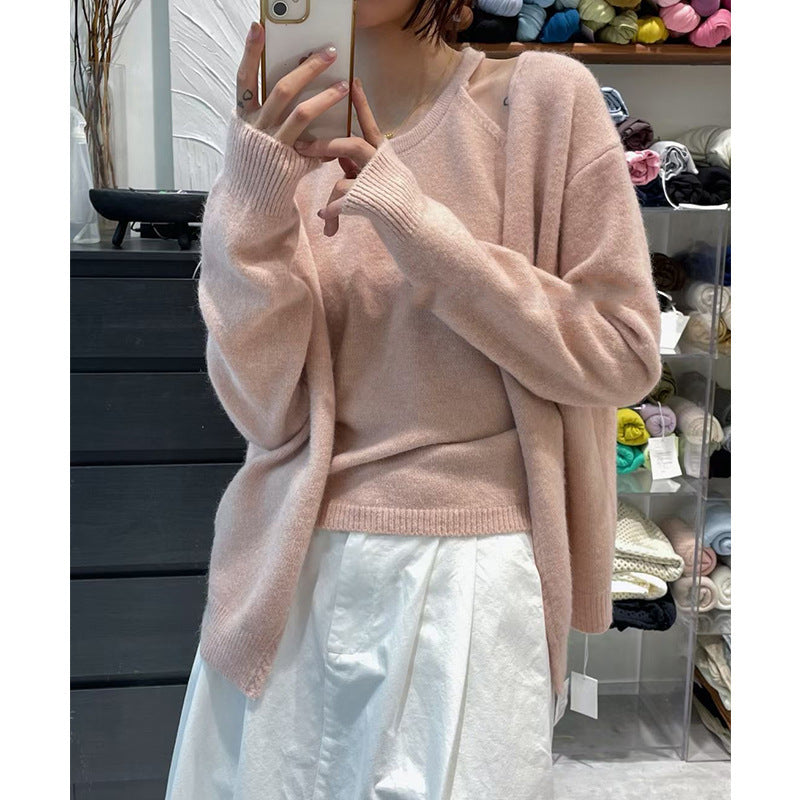 Kvinders fluffy strikket sweater med afslappet snit og åbne ærmer Stilla