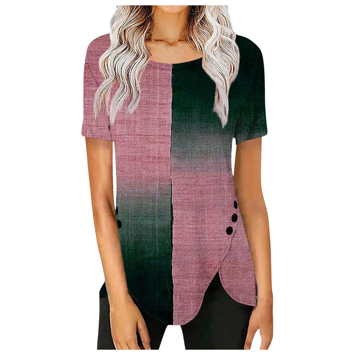 Dame bluseskjorte med floralt design og asymmetrisk kant Stilla
