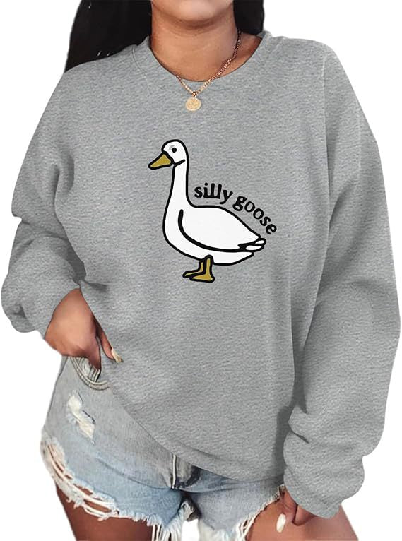 Kvinders sweatshirts med legesyg andemotiver og afslappet pasform Stilla