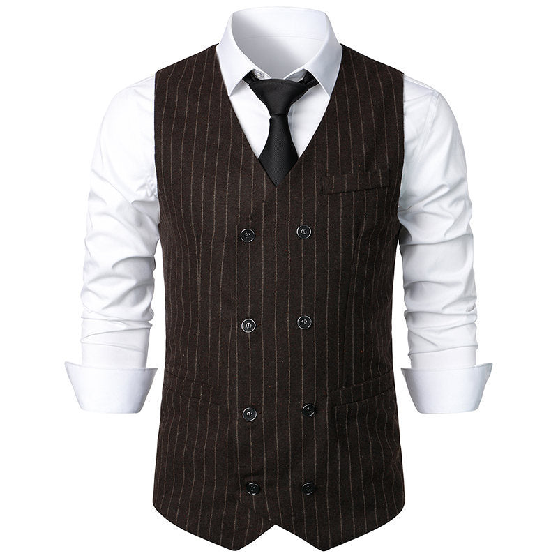 Herrer Double-breasted Nålstribet Vest Stilla
