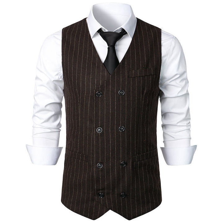 Herrer Double-breasted Nålstribet Vest Stilla