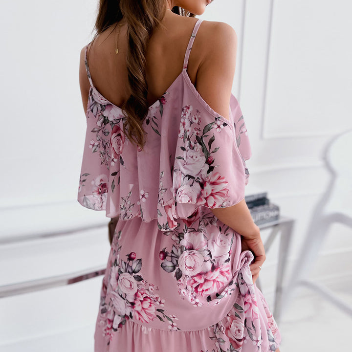 Dame Cold-Shoulder Blomster Mini Kjole Stilla