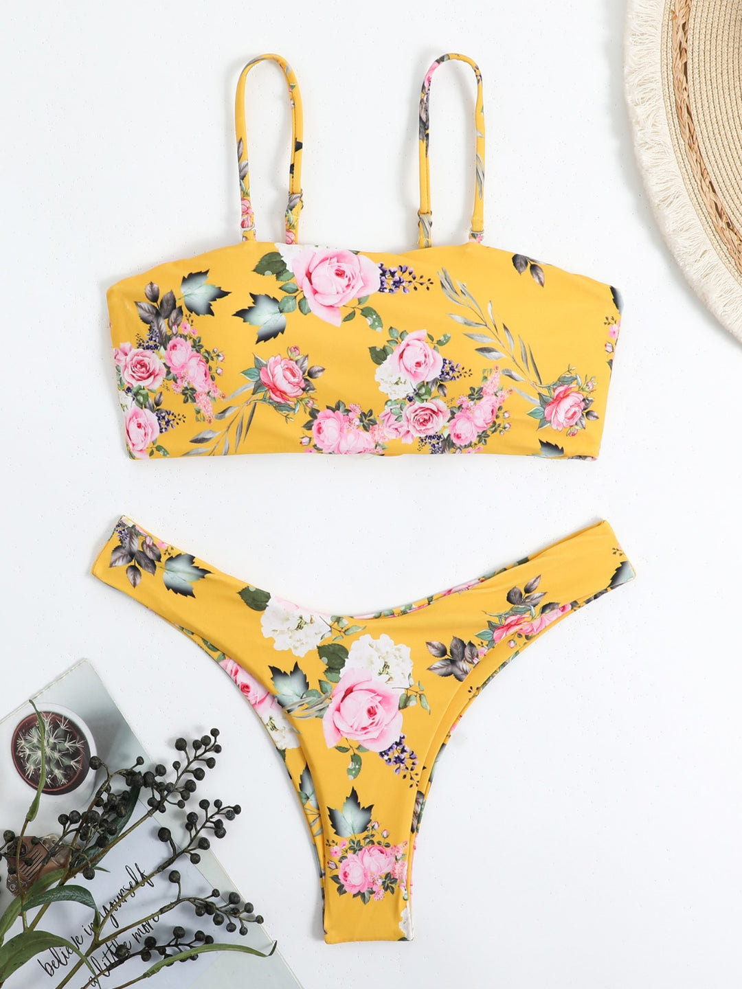 Dame Floral Print Bralette Bikini Sæt Stilla