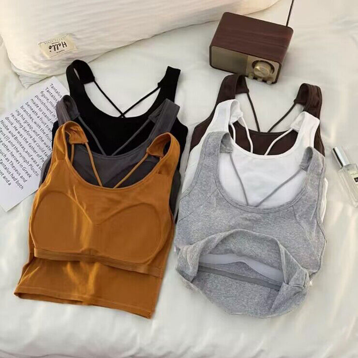 Femme Stilfuld Korte Tanktop med Komplekst Stropdesign Stilla
