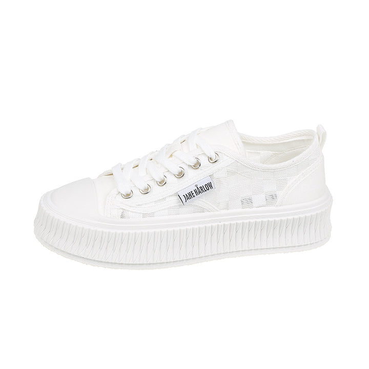 Dame Sneakers med moderne ternet mønster og tyk gummisål Stilla