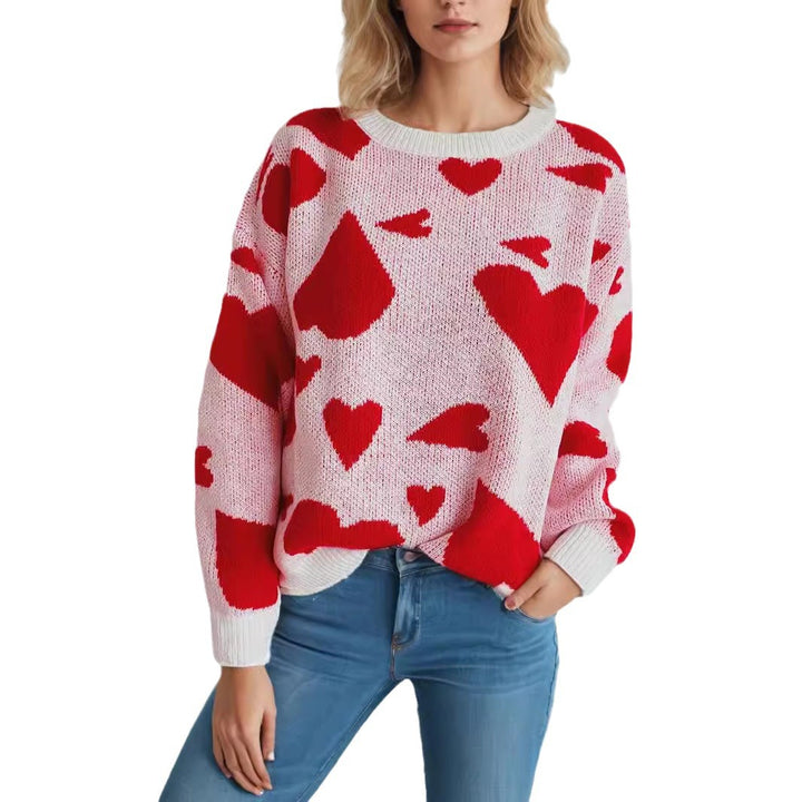Damer hyggelige sweater med legesygt hjertemotiv Stilla