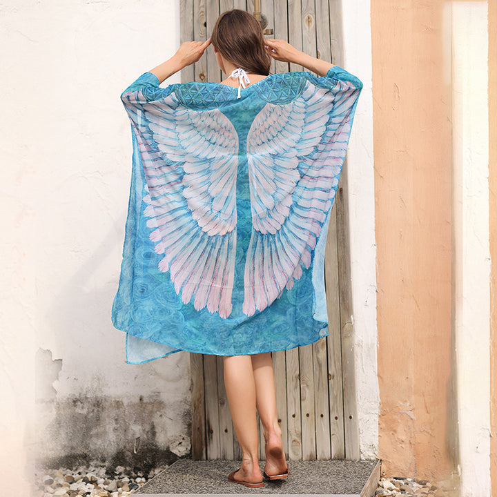 Dame Elegant Kunstnerisk Strand Kaftan Stilla