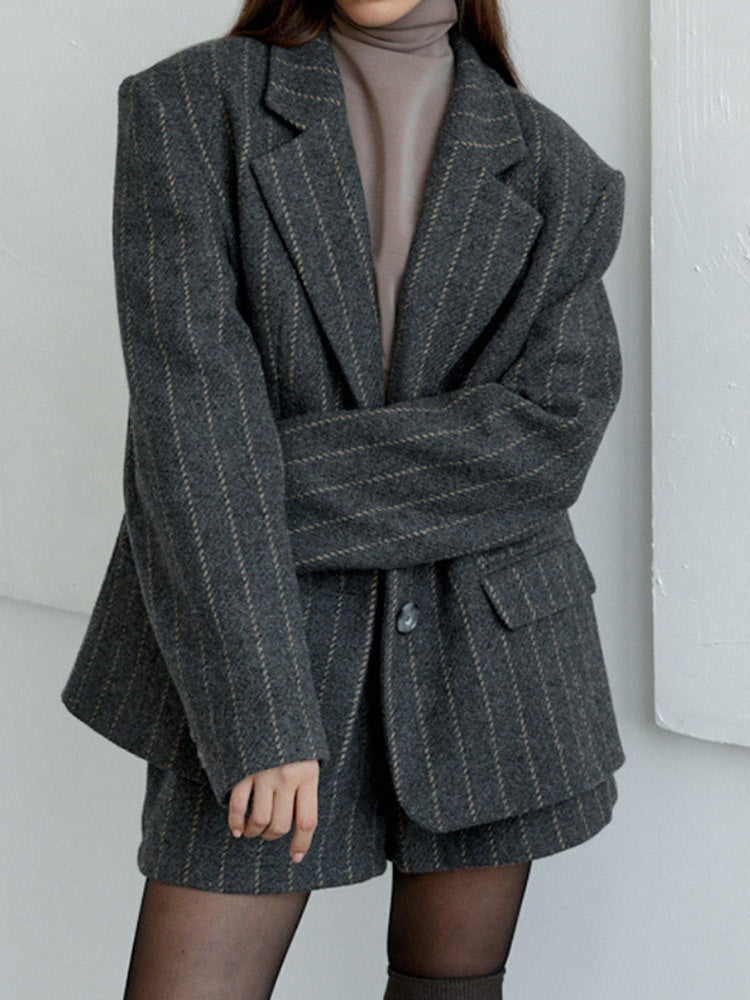 Dame Oversized Blazerjakke med elegante striber Stilla