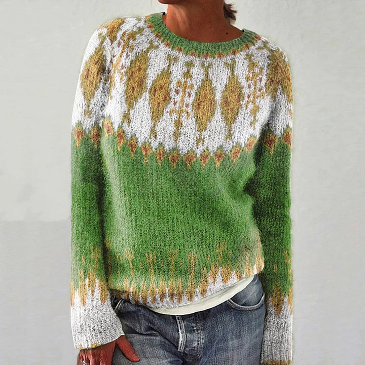 Kvindernes strikkede sweater med levende mønster og behagelig pasform Stilla