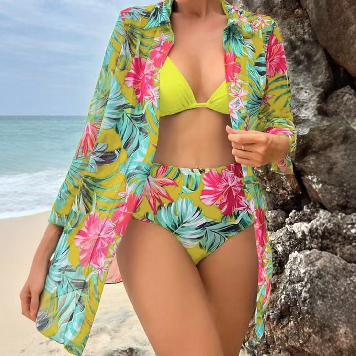 Dame bikiniset med blomsteroverdel Stilla