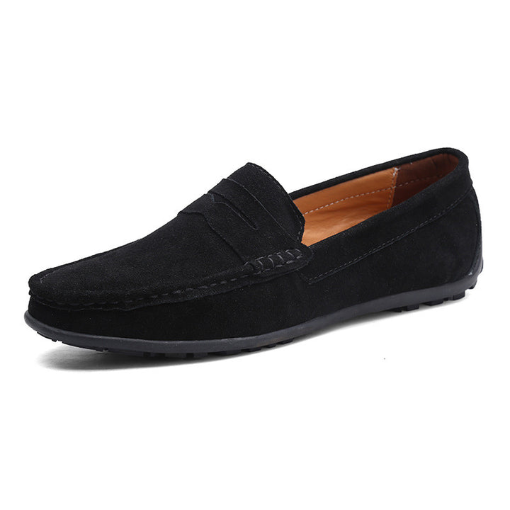 Herrer nan elegant wildlæder loafers med håndsyet moresyning og skridsikker gummiprofil sål Skovae