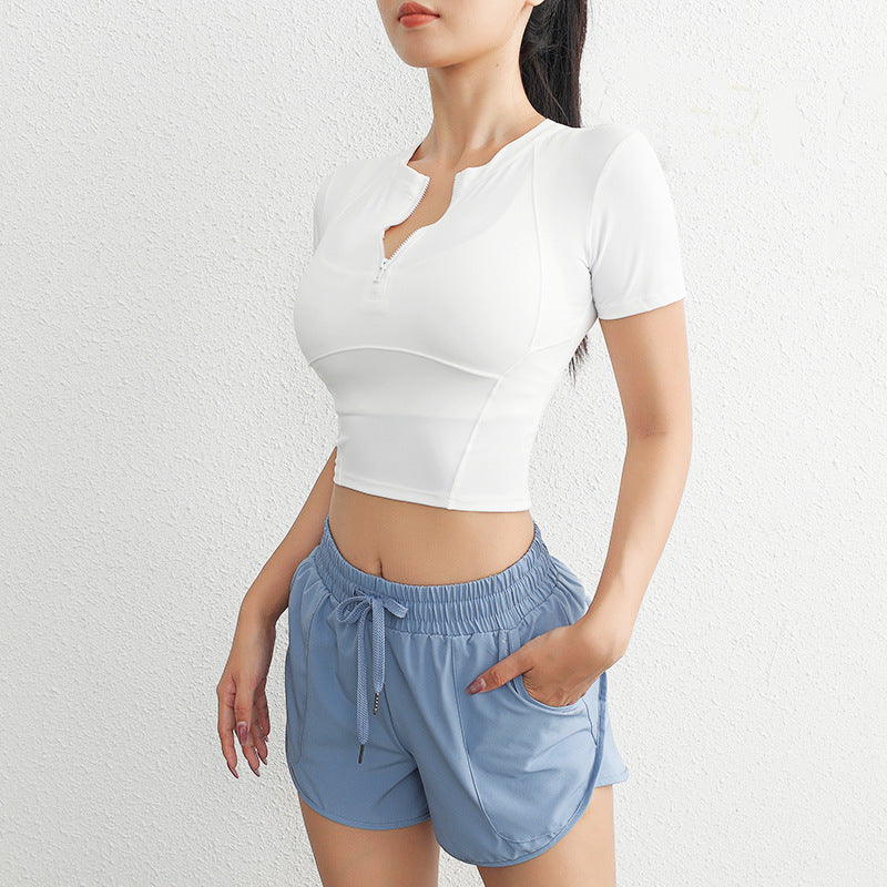 Dame Sporty Cropped-Top med fashionable lynlås og åndbare egenskaber Stilla
