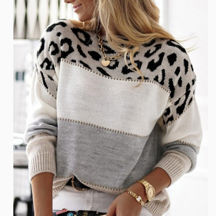 Kvinders fashionable sweater med grafisk dyremønster og tekstureret design Stilla