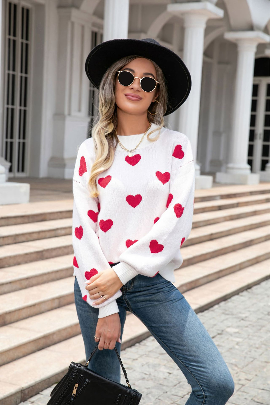Kvinders afslappede sweater med hjerter og moderne snit Stilla