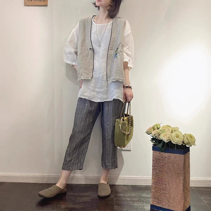 Femme Stilfuld Broderet Denim Veste Stilla