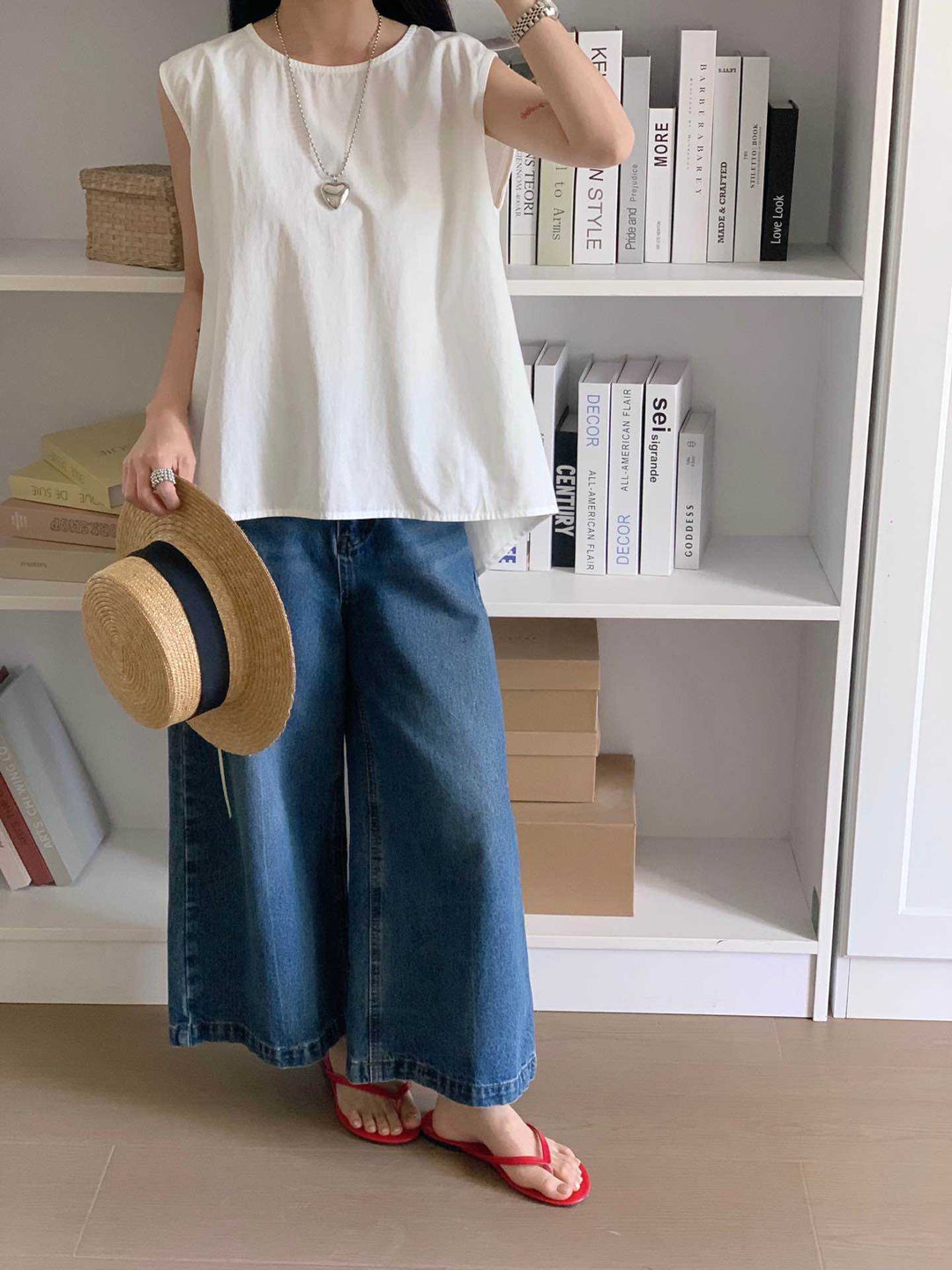 Dame Relaxed Fit Oversized Bomulds tanktop Stilla