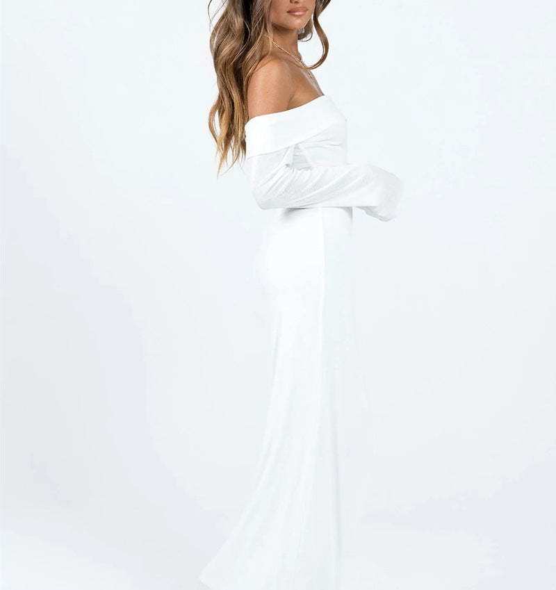 Dame Off-Shoulder Maxikjole med tætsiddende snit Stilla