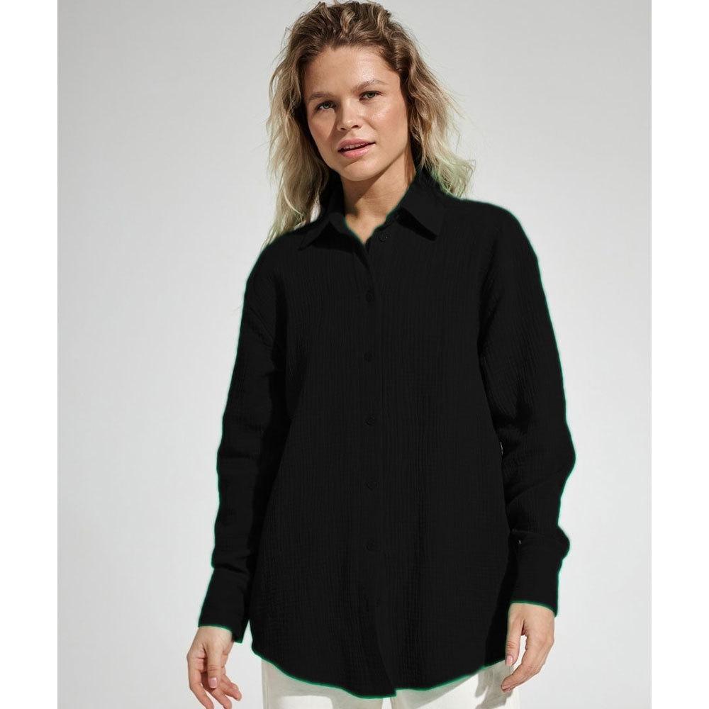 Dame afslappet overshirt med rynkede detaljer Stilla