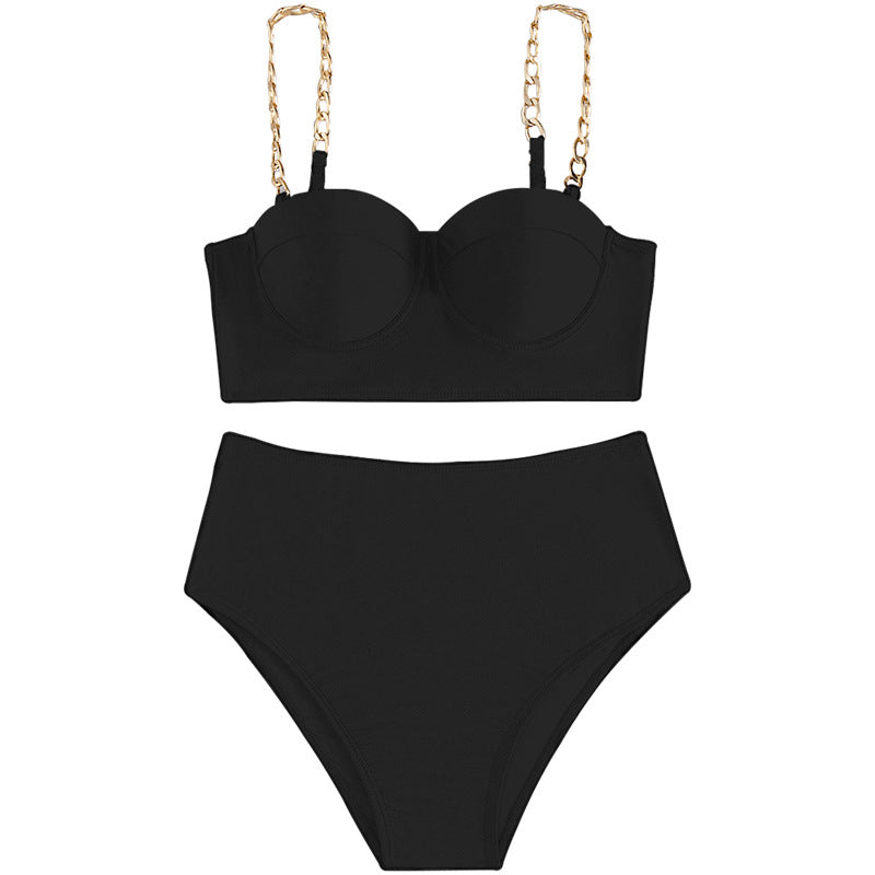 Dame Bustier-Bikini med moderne kædetrækkere Skovae