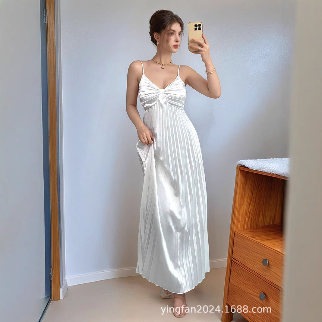 Dame elegant plisseret maxikjole Stilla