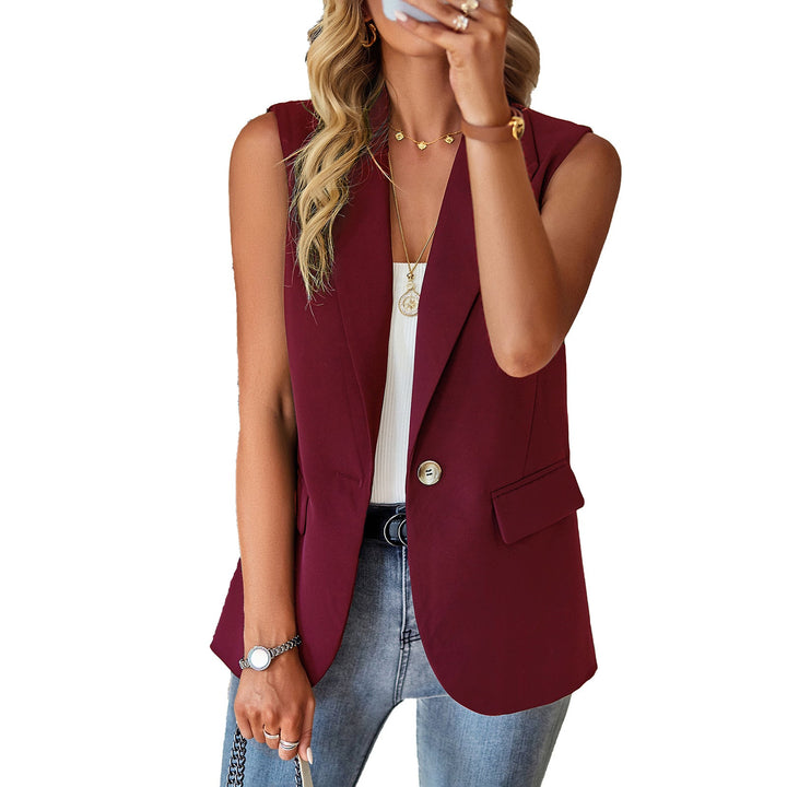 Dame Casual Blazer Uden Ærmer med Taljeret Snit og Elegante Lommer Skovae
