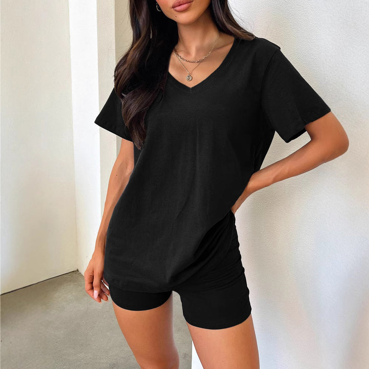Dame V-hals fritidsbluse i relaxed fit Skovae