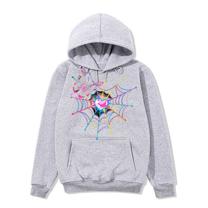 Kvinders hætte sweatshirt med kunstnerisk sommerfugl edderkoppespind motiv Skovae