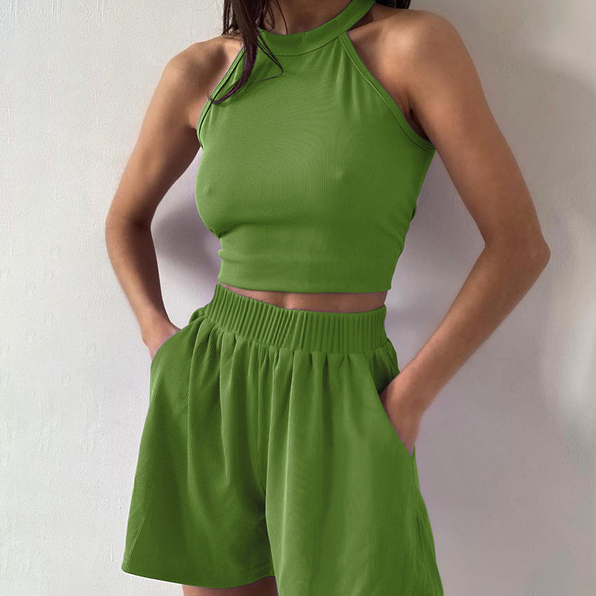 Dame Sporty Lounge-Sæt med cropped top og elastiske shorts Stilla
