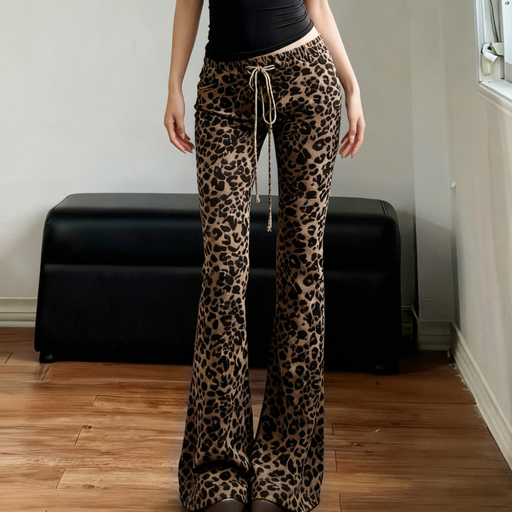 Dame modische Flared-Leggings i leopardmønster Skovae